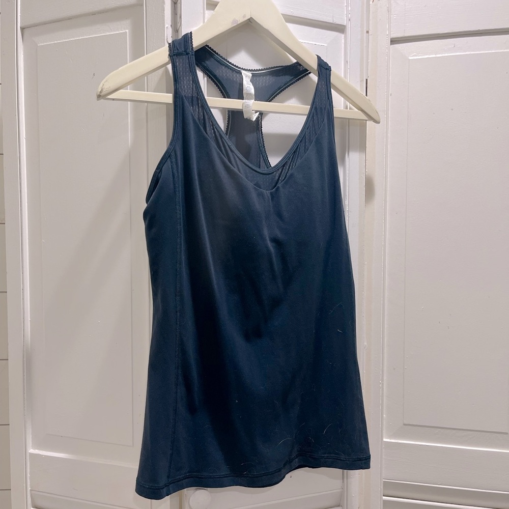 Lululemon, navy, lace detail workout top
